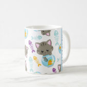 猫のパターン、かわいい猫、子猫、お名前 コーヒーマグカップ (正面右)