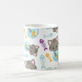 猫のパターン、かわいい猫、子猫、お名前 コーヒーマグカップ (中央)