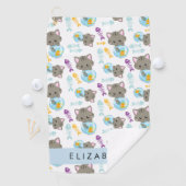 猫のパターン、かわいい猫、子猫、お名前 ゴルフタオル (インサイチュ)