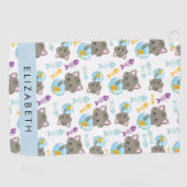 猫のパターン、かわいい猫、子猫、お名前 ゴルフタオル (横)