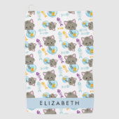 猫のパターン、かわいい猫、子猫、お名前 ゴルフタオル (正面)