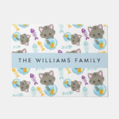 猫のパターン、かわいい猫、子猫、お名前 ドアマット (正面)