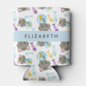 猫のパターン、かわいい猫、子猫、お名前 缶クーラー (裏面)