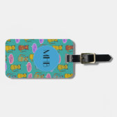 猫のパターン，かわいい猫，子猫，モノグラム ラゲッジタグ (正面横)