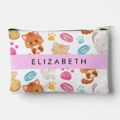 猫のパターン，かわいい猫，子猫，前足，名前 アクセサリーポーチ (裏面)