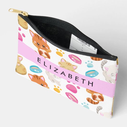 猫のパターン,かわいい猫,子猫,前足,名前 アクセサリーポーチ (見開き)