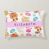 猫のパターン，かわいい猫，子猫，前足，名前 アクセントクッション (正面)