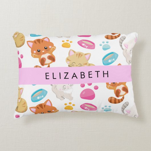 猫のパターン，かわいい猫，子猫，前足，名前 アクセントクッション (正面)