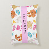 猫のパターン，かわいい猫，子猫，前足，名前 アクセントクッション (正面(垂直))