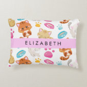 猫のパターン，かわいい猫，子猫，前足，名前 アクセントクッション (裏面)