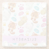 猫のパターン,かわいい猫,子猫,前足,名前 ガラスコースター (裏面)