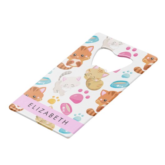 猫のパターン,かわいい猫,子猫,前足,名前 クレジットカード栓抜き (裏面アングル)