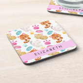 猫のパターン，かわいい猫，子猫，前足，名前 コースター (左側)