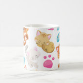 猫のパターン,かわいい猫,子猫,前足,名前 コーヒーマグカップ (中央)