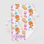 猫のパターン，かわいい猫，子猫，前足，名前 ゴルフタオル (インサイチュ)