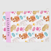 猫のパターン，かわいい猫，子猫，前足，名前 ゴルフタオル (横)