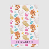 猫のパターン，かわいい猫，子猫，前足，名前 ゴルフタオル (正面)