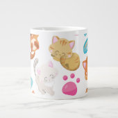 猫のパターン，かわいい猫，子猫，前足，名前 ジャンボコーヒーマグカップ (正面)