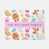 猫のパターン，かわいい猫，子猫，前足，名前 ドアマット (正面)