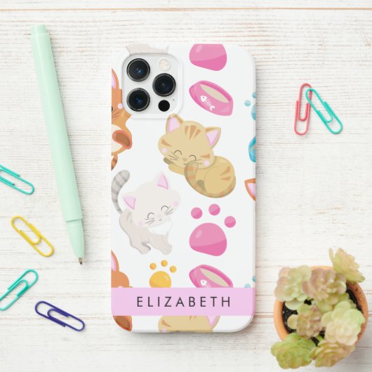 猫のパターン,かわいい猫,子猫,前足,名前 iPhoneケース (デスク上)