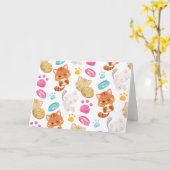 猫のパターン,かわいい猫,子猫,子猫,手 カード (黄色い花)