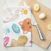 猫のパターン，かわいい猫，子猫，子猫，手 キッチンタオル (四つ折り)