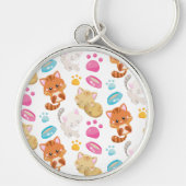 猫のパターン,かわいい猫,子猫,子猫,手 キーホルダー (正面)