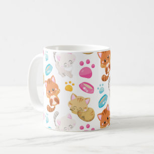 猫のパターン,かわいい猫,子猫,子猫,手 コーヒーマグカップ