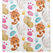 猫のパターン，かわいい猫，子猫，子猫，手 シャワーカーテン (正面)
