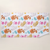 猫のパターン，かわいい猫，子猫，子猫，手 ビーチタオル (正面)