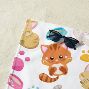 猫のパターン,かわいい猫,子猫,子猫,手 ビーチタオル