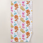 猫のパターン，かわいい猫，子猫，子猫，手 ビーチタオル (正面)