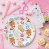 猫のパターン，かわいい猫，子猫，子猫，手 ペーパープレート (パーティー)