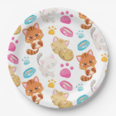 猫のパターン，かわいい猫，子猫，子猫，手 ペーパープレート (正面)
