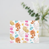 猫のパターン,かわいい猫,子猫,子猫,手 ポストカード (スタンド正面)