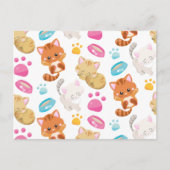 猫のパターン,かわいい猫,子猫,子猫,手 ポストカード (正面)