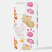 猫のパターン，かわいい猫，子猫，子猫，手 iPhoneケース (裏面)