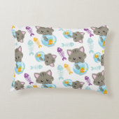 猫のパターン,かわいい猫,子猫,魚 アクセントクッション (裏面)