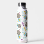 猫のパターン，かわいい猫，子猫，魚 ウォーターボトル (左面)