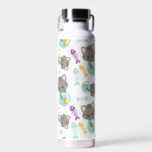 猫のパターン，かわいい猫，子猫，魚 ウォーターボトル (正面)