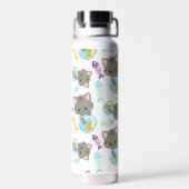 猫のパターン，かわいい猫，子猫，魚 ウォーターボトル (背面)