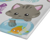 猫のパターン，かわいい猫，子猫，魚 カッティングボード (角)