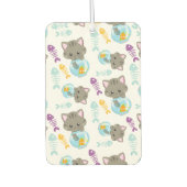 猫のパターン，かわいい猫，子猫，魚 カーエアーフレッシュナー (正面)