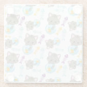 猫のパターン，かわいい猫，子猫，魚 ガラスコースター (裏面)