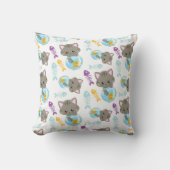 猫のパターン，かわいい猫，子猫，魚 クッション (正面)