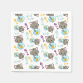 猫のパターン，かわいい猫，子猫，魚 スタンダードカクテルナプキン (正面)