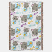 猫のパターン,かわいい猫,子猫,魚 スローブランケット (正面縦)