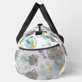 猫のパターン，かわいい猫，子猫，魚 ダッフルバッグ (右)