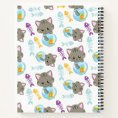 猫のパターン，かわいい猫，子猫，魚 ノートブック (裏面)