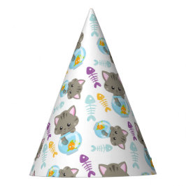 猫のパターン,かわいい猫,子猫,魚 パーティーハット